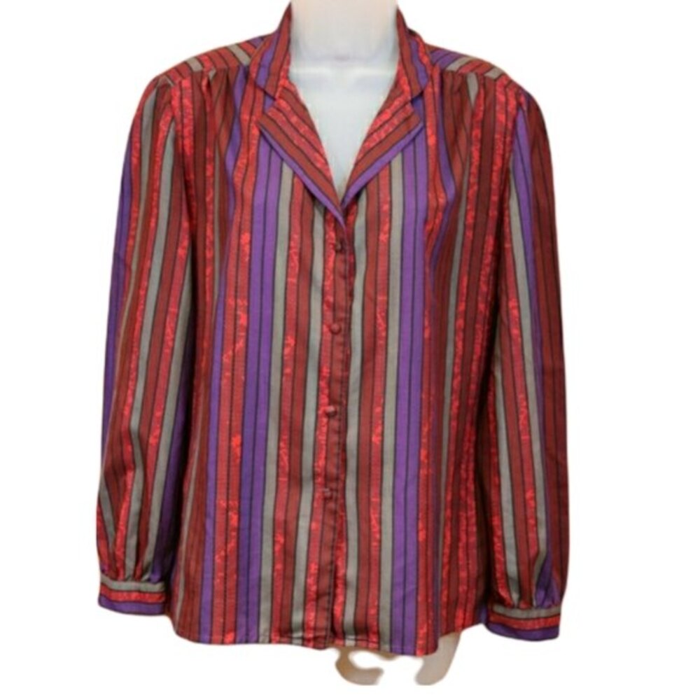Diane Von Fursternburg Vintage Striped Long Sleeve Blouse 10